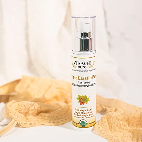 Visage Pure Triple Elastin Pro - Skin Firming Elastin Boost Moisturizer - Contains Gcgs That Increases The Skin's Elastin And Elasticity - Usda Organic - Physician Formulated - Research Supported #TOP7
