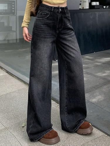 Image of KOTTY Women's Wide Leg Denim Jeans | Relaxed Fit High Waist Stylish Jeans