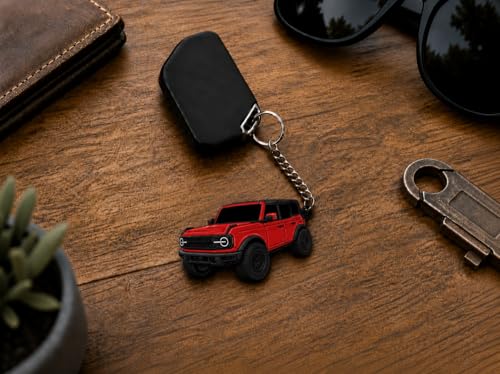 Image of Bronco Keychain Accessories 4 door key chain Fob Cover Cool Mods compatible with Ford Bronco 2022 2023 2024