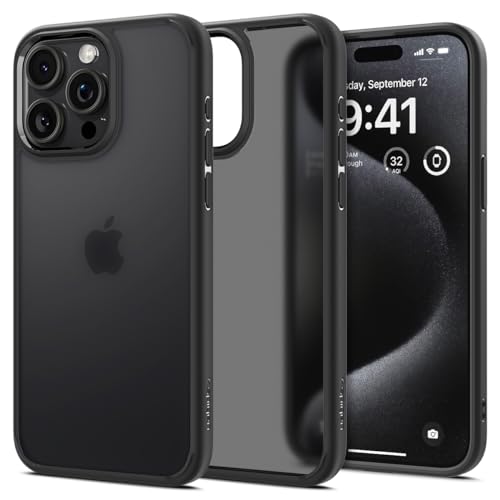 Spigen für iPhone 15 Pro Max Ultra Hybrid Hülle [Anti-Yellowing] Case Handyhülle Schutzhülle Cover Transparent Durchsichtig Dünn Slim -Frost Black