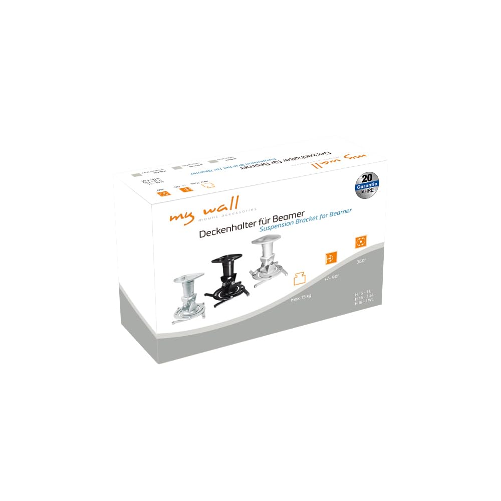 My Wall H16-1WL plafondbeugel voor projector (capaciteit 15 kg), afstand tot het plafond 225 mm