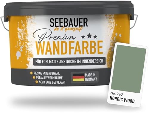 Wandfarbe Grün 2,5L für Innen (No. 762 Nordic Wood) Edelmatte grü...