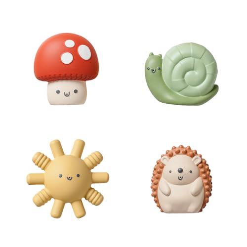 Itzy Ritzy Water-Squirting Sensory Bath Toys – Soft, Textured & Easy to Squeeze for Babies & Toddlers – Characters for Fun & Motor Skill Development – Set of 4 Includes Sun, Snail, Mushroom & Hedgehog