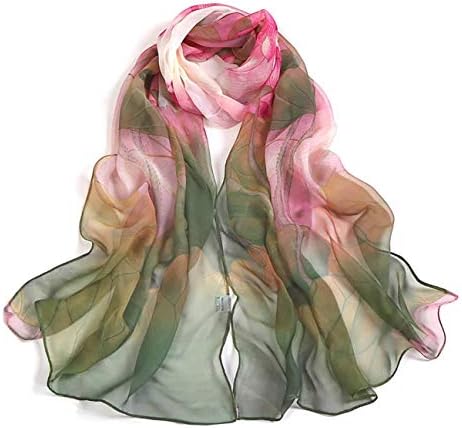 Scarfs for Women Lightweight Print Floral Pattern Scarf Shawl Fashion Scarves Sunscreen Shawls, Green, 160*50CM