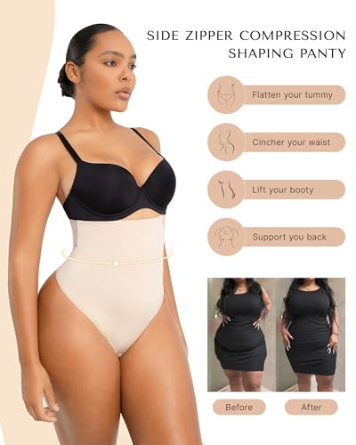 SHAPELLX Tummy Control Shapewear Side Zipper Panties Body Shaper for Women Compression Shapewear Thong Girdle Waist Shaper3