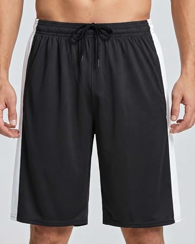 Image of Real Essentials Men's 5 Pack: 9 inch Dry-Fit Shorts - Athletic Gym, Workout, Basketball, Running, Casual Lounge Active Pockets