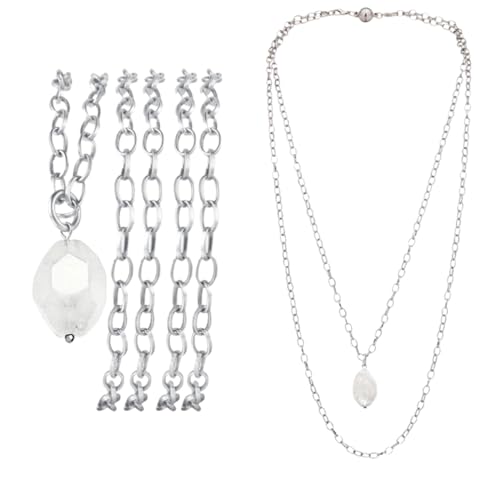 Katia Designs “Remember Who The F*ck You Are” Layering Necklace Bundle – Beaded Necklace with Black Lip Pearl or Crystal Beads & 48" Stainless Steel Chain – Quick-Connect Clasps – Gold or Silver Finish3