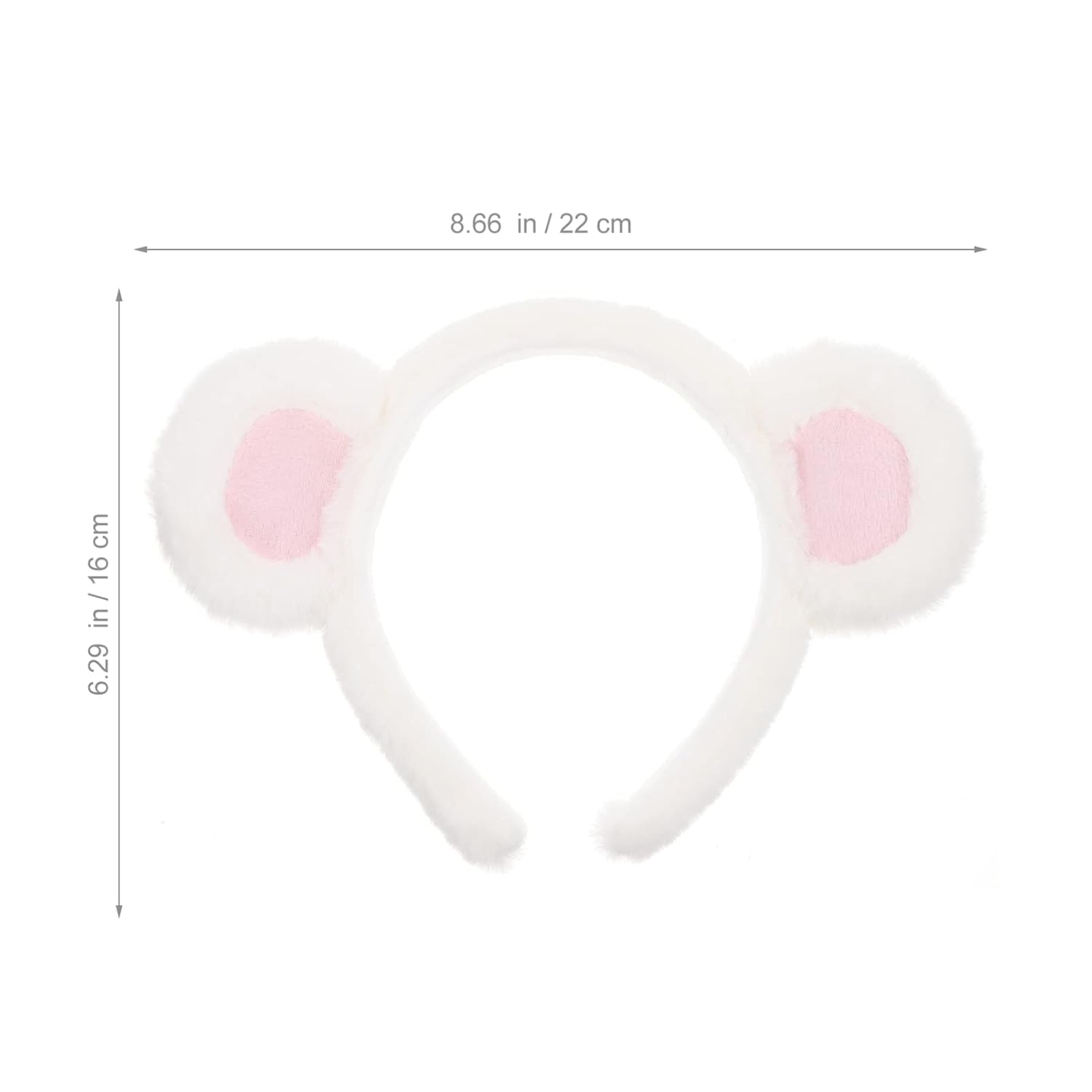 Frcolor Bear Ears Headband Plush Hair Accessory White Pink image 2