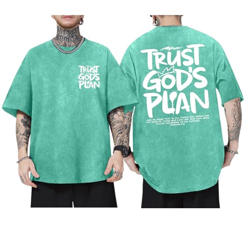 Image of BINTEHGS God Christian T Shirts for Men Jesus Faith Shirt Acid Wash Oversized Tees Bible Verse Graphic Vintage Tshirt