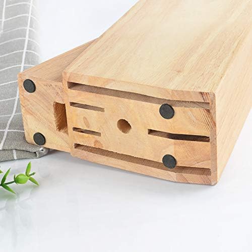 Miniatura 4 de Ousyaah Estante de madera para cuchillos, soporte universal para bloque de cuchillos con ranuras para tijeras y varilla de afilar, cuchillos