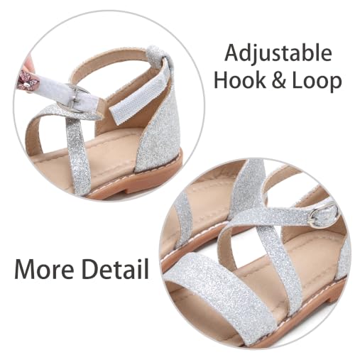 Image of ESTINE Toddler /Little Kid Girls Dress Cross Strappy Open Toe Sandals Princess Flats Summer Flower Girl Shoes