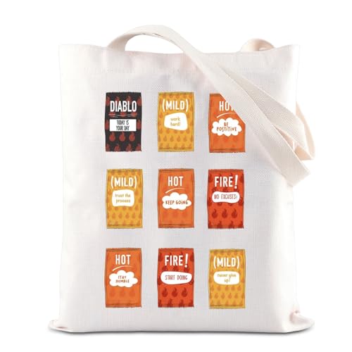 Image of KUIYAI Taco Sauce Inspired Tote Bag Hot Sauce Lovers Canvas Bag Taco Sauce Packets Theme Mexican Foodie Gift Taco Seasoning Mix Gift (TacoSauceToteS)
