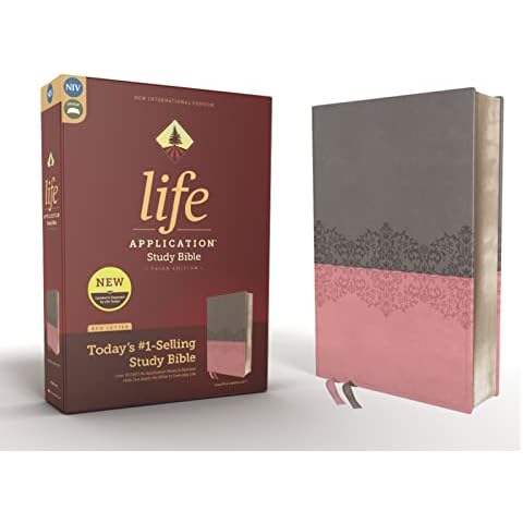 NIV, Life Application Study Bible, Third Edition, Leathersoft, Gray/Pink, Red Letter Cover