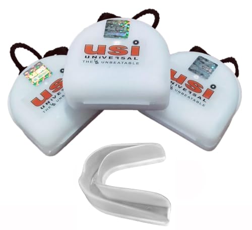 Image of USI UNIVERSAL Mouth Guard Single, 3 Pieces Set of MGS Mouth Guard Shield Case Teeth Grinding Boxing MMA Sports, Special for Sports Karate, Football, Mastial Arts, Rugby, Soccer