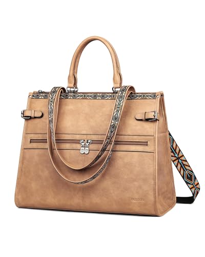 FADEON Laptop Bag for Women Designer PU Leather Large Tote