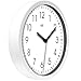 HITO Silent Wall Clock Non Ticking 10 inch Excellent Accurate Sweep Movement Glass Cover, Modern Decorative for Kitchen, Living Room, Bathroom, Bedroom, Office (White w/red dots)