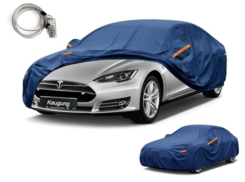 Image of Kaugung Custom Fit Car Cover for Tesla Model S (2012-2026), Heavy Duty Waterproof All Weather Outdoor Protection, Breathable Full Exterior Cover with Charging Port & Vent, Rain Sun Snow UV Proof