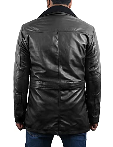 Laverapelle Men's Genuine Lambskin Leather Coat (Black, Field Coat) - 15023463