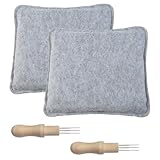 Kaiyzo Komplettes Nadelfilz-Set mit 2 Werkzeugen (insgesamt 6 Nadeln)​ und 2 Filzunterlagen (18x16.2 cm), Filzwolle Trockenfilzen, Weihnachtsbasteln und DIY-Projekte