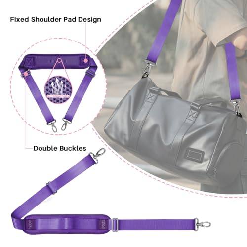 Image of 59 Inch Shoulder Straps, Soft with Ultra-Thick Fixed Shoulder Pad, Two Way Independently Adjustable Buckle Replacement Straps for Laptop Bag Messenger Bag Tool Bag Luggage,Purple