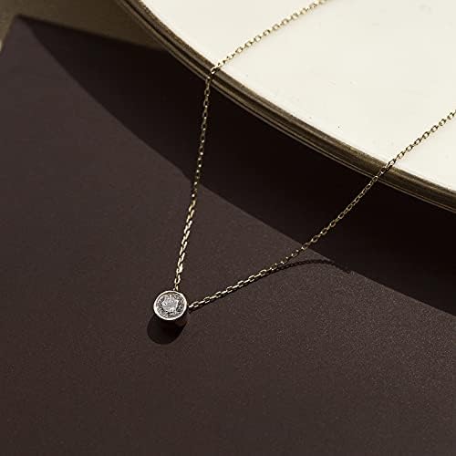 Gelin Women's 14ct Real Gold Solitaire and Cubic Zirconia Pendant on Chain Necklace of Length 45 cm