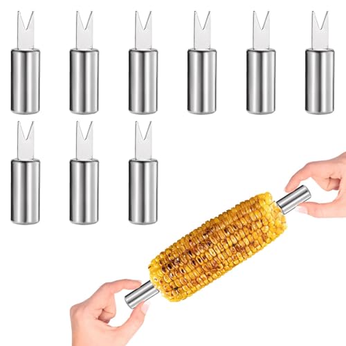 10 Pcs Stainless Steel Corn on the Cob Skewers & Holders BBQ Camping Party Kitchen Cooking