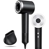 【2025トップモデル・超軽量 大風量】 ドライヤー 速乾 3億マイナスイオン 美髪ケア 1400W 高速 スマート温調 4段階温度&3段階風量 過熱防止 携帯用ドライヤー コンパクト 磁吸ノズル付き ヘアドライヤー サロン級 美容師監修 家庭用/旅行用 (ブラック)