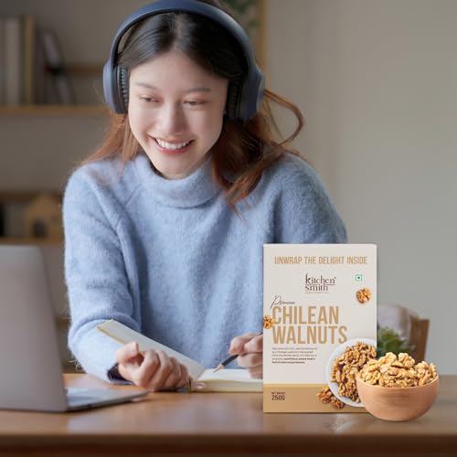 Image of KitchenSmith Chilean Walnuts - Pack of 4 (250gm Each) | Delicious & Crunchy | High In Anti-Oxidants | Premium Walnuts | Akhrot | Rich In Omega-3 | Healthy Snack
