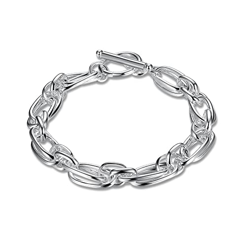 Bracelet à maillons de chaîne anti-torsion bordure plate fait main