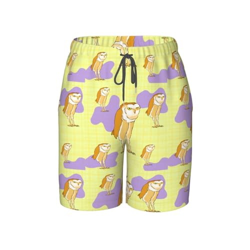 Standing Owl Youth Beach Pants, Soft and Breathable, with Drawstring Waist, Suitable for Sports and Leisure.