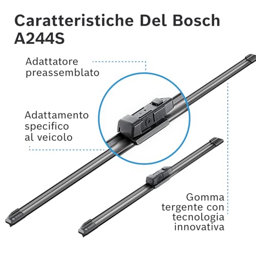 Bosch A244S - Tergicristalli Aerotwin - Lunghezza: 625/550 Mm - 1 Set Per Parabrezza Anteriore - 6