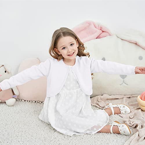 Image of Girls Cardigan Bolero Ruffle Open Front Button Cover-Up 3-12Y