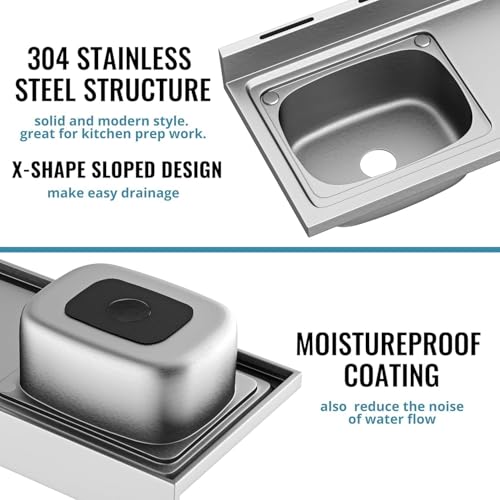 Image of Stainless Steel Sink, Kitchen Sink with Countertop Workstation