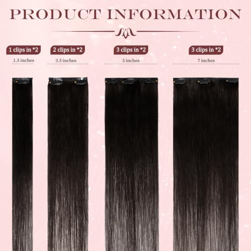 UK-Fashion-Shop Human Hair Extensions Clips in Real Hair Extension 8pcs 18 clips Long Straight Natural 14inch(60g)#1B Natural Black - Image 3