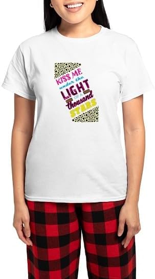 CafePress Kiss Me Under The Light of A Thousand Stars Pajama Women's Novelty Cotton Pajama Set, Comfortable PJ Sleepwear