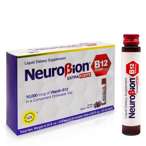 Neurobion Extra Forte B12 10 000 mcg Liquid Dietary Supplement - High Potency B Complex Drinkable Oral Vials for Extreme Energy Support Complex Easy Oral Drinkable10 Vials