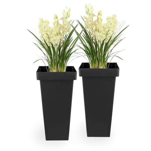 SINJEUN Quadratische Blumeneimer, Tischvasen, Blumeneimer, Schwarz,...