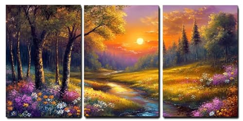 Tableaux sur toile giclée paysage moderne Oujkeef cadre bois de 55x80
