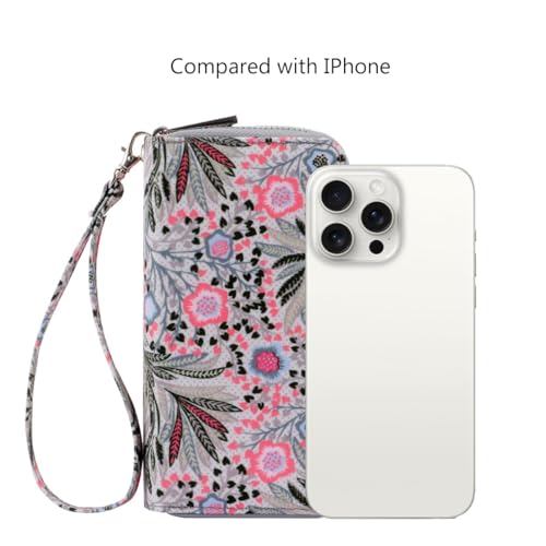 Image of XEYOU Double Zipper Long Clutch Wallet Cellphone Wallet for Women with Removable Wristlet Strap for Credit Card, Cash, Coin, Bill