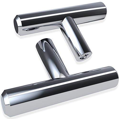 ALPINE HARDWARE Solid Stainless Steel Euro Bar Cabinet Handle Drawer Pull (1/2-inch Diameter), 1.75-inch Length TKnob, Chrome, 10-Pack