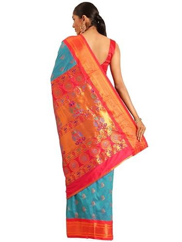 Varkala Silk Sarees red paithani silk saree in soft silk – image 3