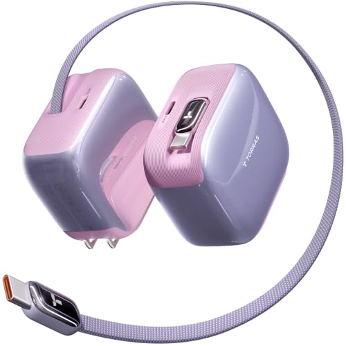 Image of TORRAS FlexLine Pro 60W USB C Charger Block with Retractable Cable, Purple