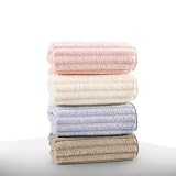 【YECCNA】フェイスタオル 4枚セット 75×35cm 高速吸水 速乾 絞りやすい 厚手 ループ付き ふわふわ 抗菌防臭 マイクロファイバー 清潔な真空パック包装 耐久性 (ストライプ柄, フェイスタオ（75×35cm）)