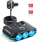 Anyongora 9-in-1 Cigarette Lighter Splitter, 156W Car Charger Adapter with PD 36W & QC 3.0, 3 Sockets with Independent Switches, 6 USB Ports, LED Voltage Display, UL Certified, Includes Spare Fuse