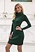 Imuedaen Strickkleid Damen Rollkragen Elegant Langarm Tunika Pullikleid Lang Strickpullover Minikleid Pullover für Herbst Winter (A Dunkelgrün, M)