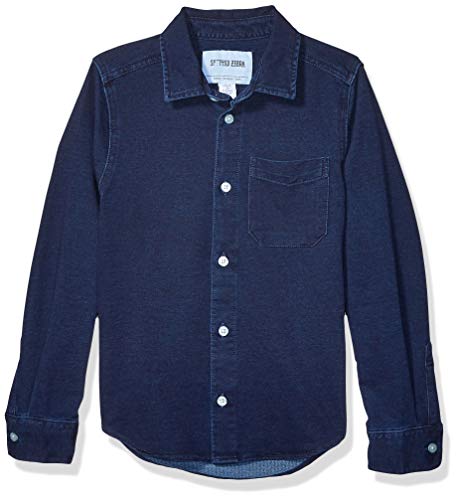 Amazon Brand - Spotted Zebra Boys Knit Denim Shirt, Dark Wash, Small