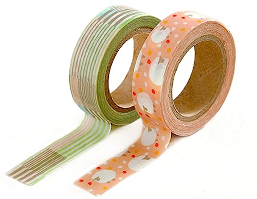 Dailylike Conjunto 2 fitas adesivas para mascarar tape washi comfy desenhos sortidos 15 mm. x 10 m.