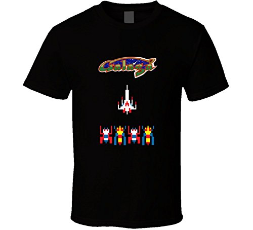 Tshirts Design Lab Galaga Arcade Video Game Old School Graphic Tshirt Tees 2Xl Black