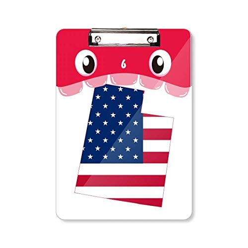 Porte-bloc Utah A4 au motif drapeau américain et étoiles avec clip robuste