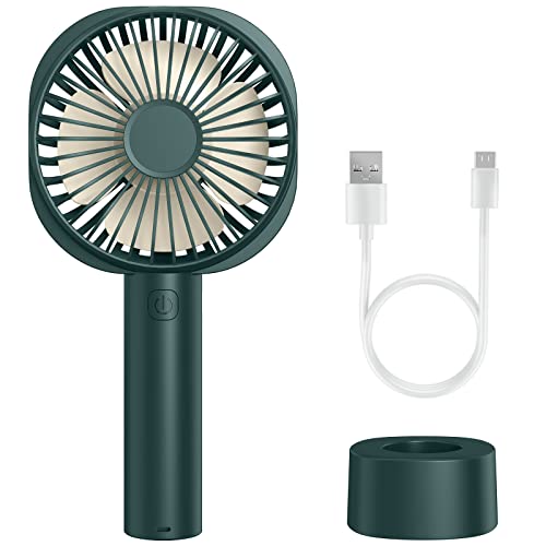 FATE TO FATE Ventilador Portatil USB Mini 2600mAh Ventilador de Mano Pequeño Silencioso Recargable, Portátil Eléctrico de Ajustable 3 Velocidades con Base para Oficina Hogar Fitness Viajes Aire Libre